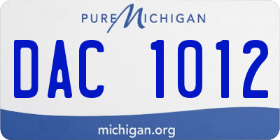 MI license plate DAC1012