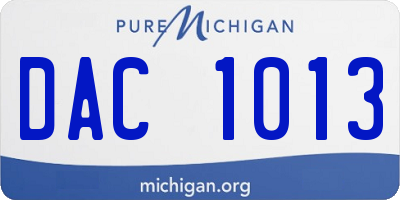 MI license plate DAC1013