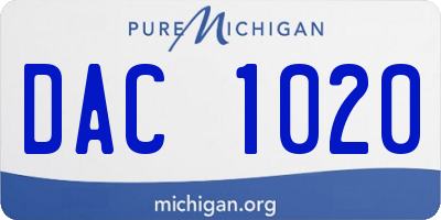 MI license plate DAC1020