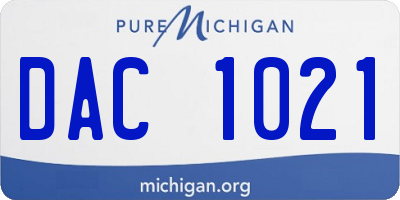 MI license plate DAC1021