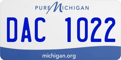 MI license plate DAC1022