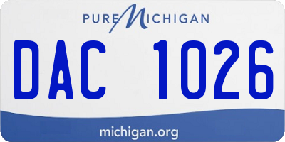MI license plate DAC1026