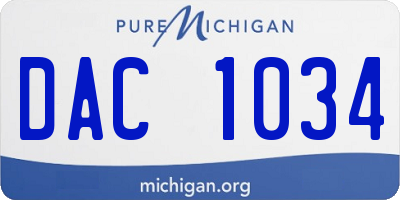 MI license plate DAC1034