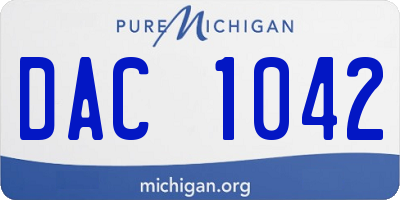 MI license plate DAC1042