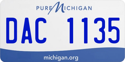 MI license plate DAC1135