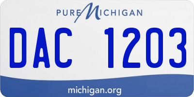 MI license plate DAC1203