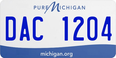MI license plate DAC1204