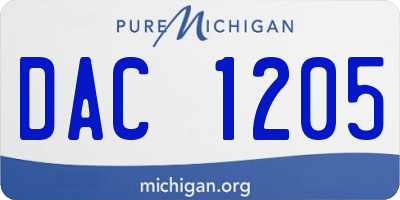 MI license plate DAC1205