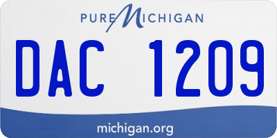 MI license plate DAC1209