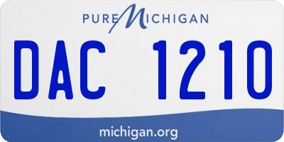 MI license plate DAC1210