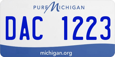 MI license plate DAC1223