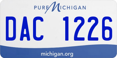 MI license plate DAC1226