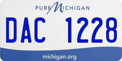 MI license plate DAC1228