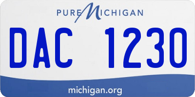 MI license plate DAC1230