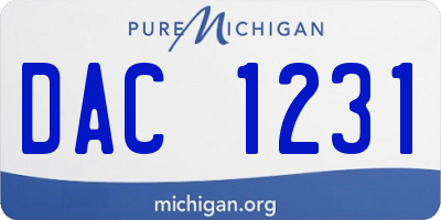 MI license plate DAC1231