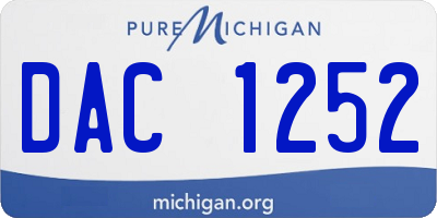 MI license plate DAC1252