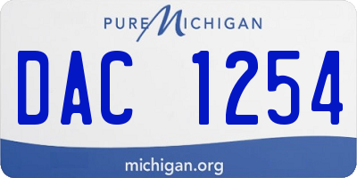 MI license plate DAC1254
