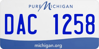 MI license plate DAC1258