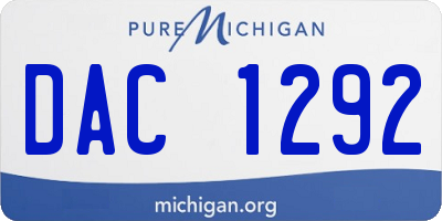 MI license plate DAC1292