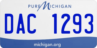 MI license plate DAC1293