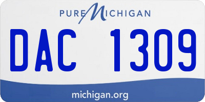 MI license plate DAC1309