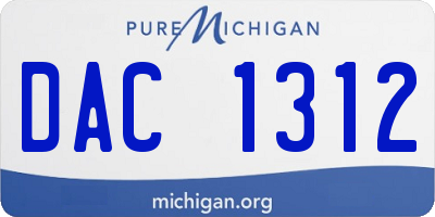 MI license plate DAC1312