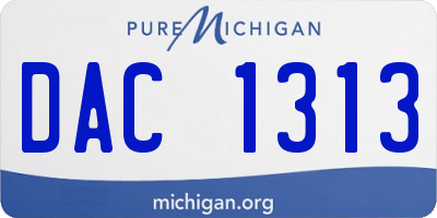 MI license plate DAC1313