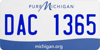 MI license plate DAC1365