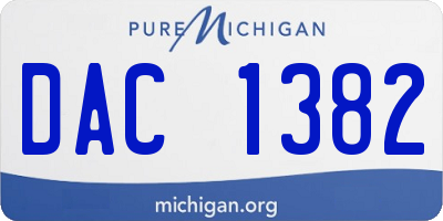 MI license plate DAC1382