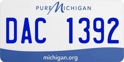 MI license plate DAC1392