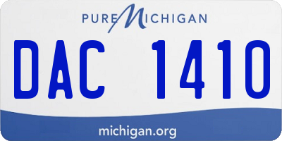 MI license plate DAC1410