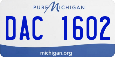 MI license plate DAC1602