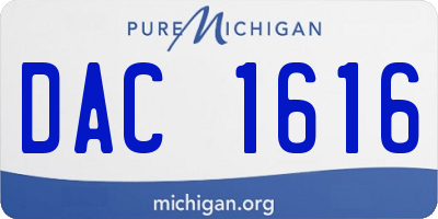 MI license plate DAC1616