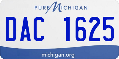 MI license plate DAC1625