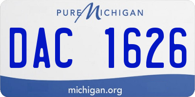 MI license plate DAC1626