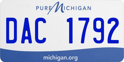 MI license plate DAC1792