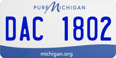 MI license plate DAC1802