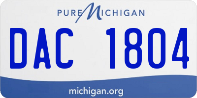 MI license plate DAC1804