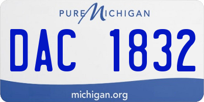 MI license plate DAC1832
