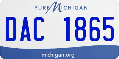 MI license plate DAC1865