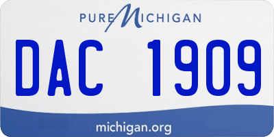 MI license plate DAC1909