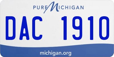MI license plate DAC1910
