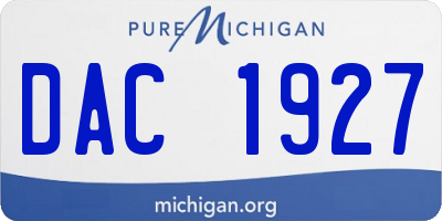 MI license plate DAC1927