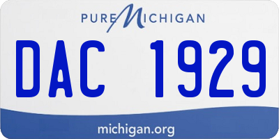 MI license plate DAC1929