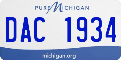 MI license plate DAC1934