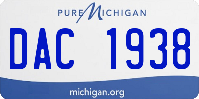 MI license plate DAC1938