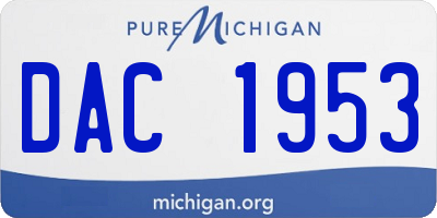 MI license plate DAC1953