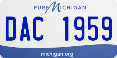 MI license plate DAC1959