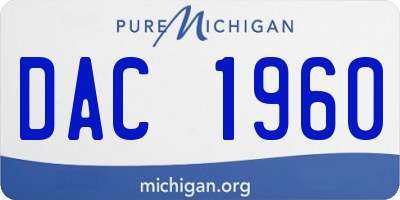 MI license plate DAC1960