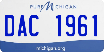 MI license plate DAC1961